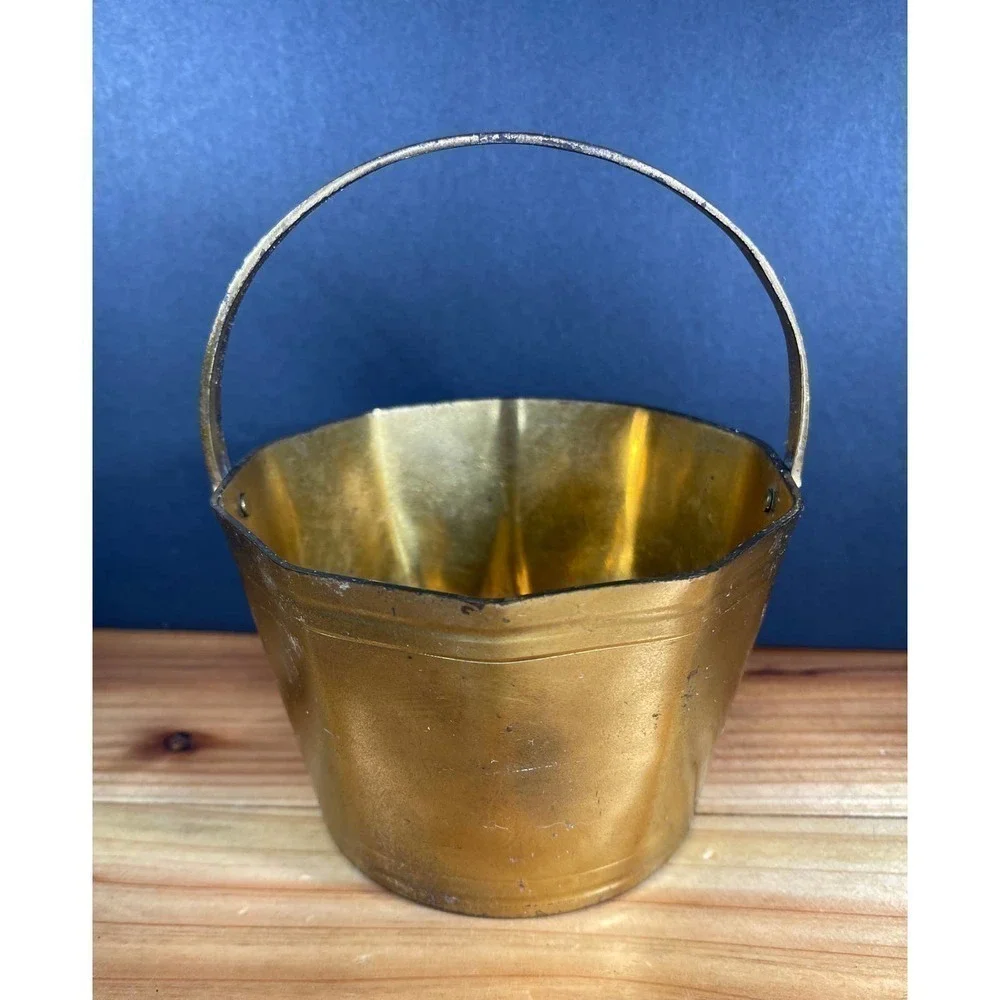 VINTAGE Small Solid Brass Bucket Made in India